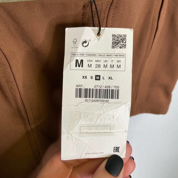 Zara | Brown Tank Top NWT Medium‎ Neutral Woman's Crop Top - Picture 6 of 9